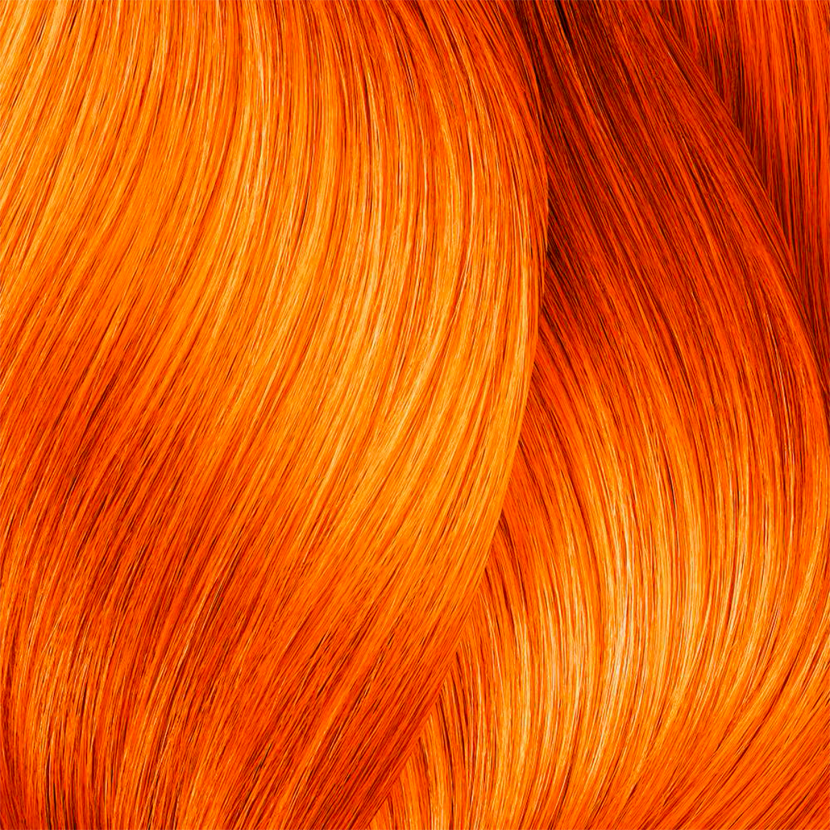 Close-up of bright orange hair color swatch